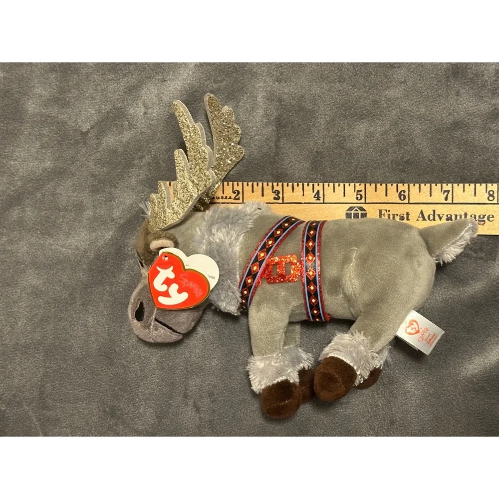 Ty Sparkle Disney Frozen Sven Reindeer Plush Toy Glitter Antlers 8 Inch Gray